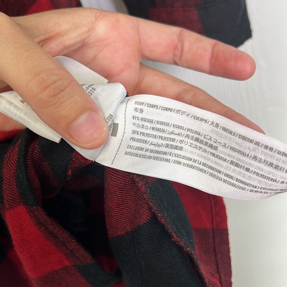 Abercrombie &Fitch -Buffalo Red & Black Plaid Flannel Button Down Shirt Dress XL - Picture 8 of 12